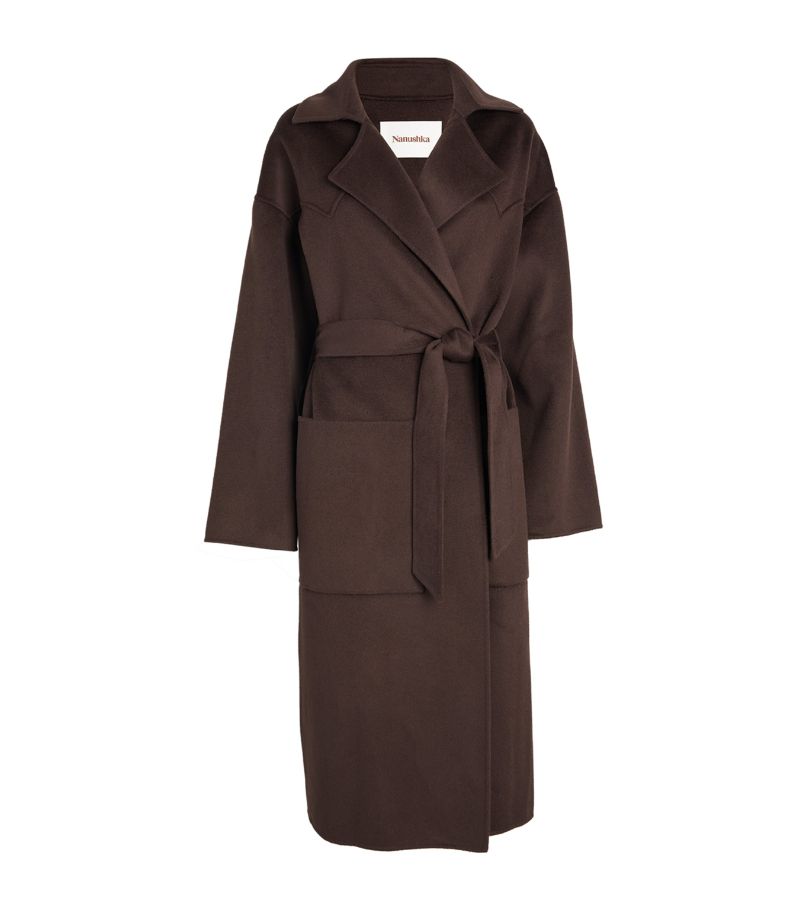 Nanushka Nanushka Wool-Silk Alamo Wrap Coat