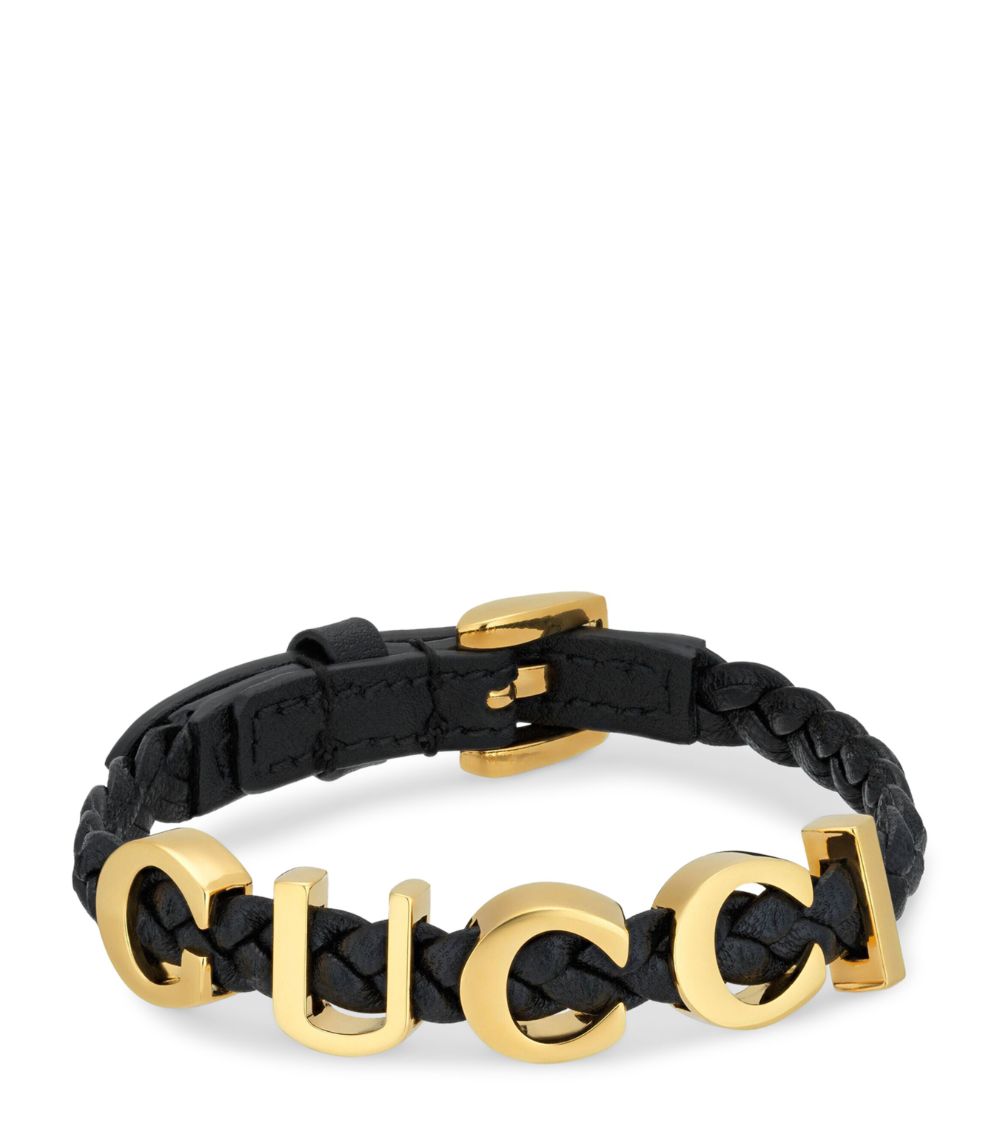 Gucci Gucci Leather Logo Bracelet