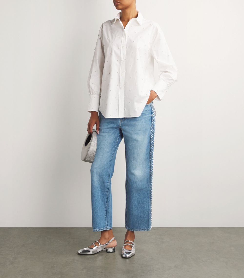 Frame Frame Pearl-Trim Le Jane Cropped Jeans