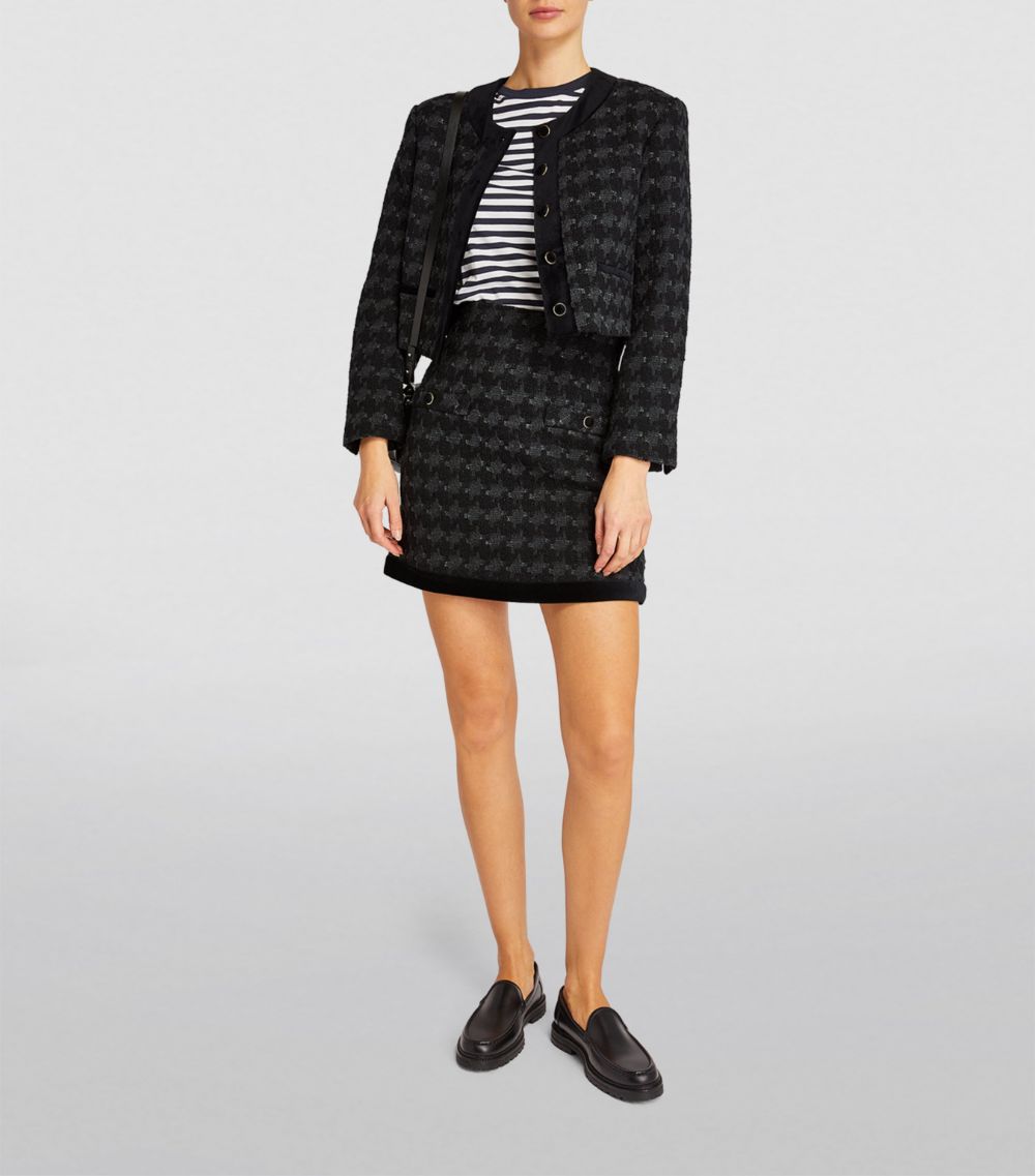  Sandro Tweed Houndstooth Mini Skirt