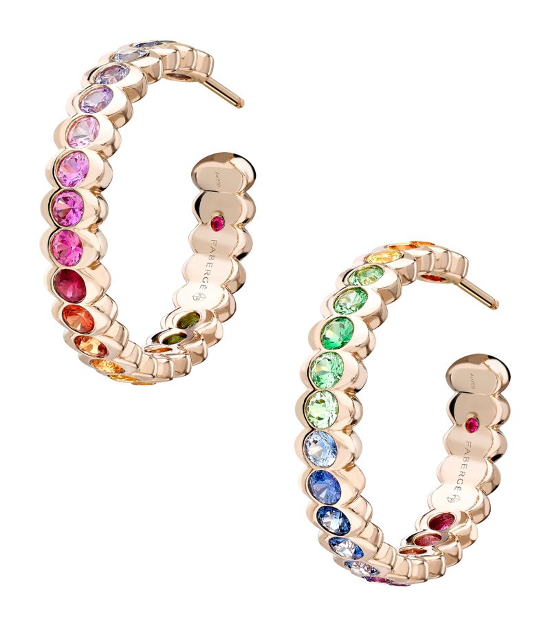 Fabergé Fabergé Rose Gold and Rainbow Gemstone Colours of Love Cosmic Curve Hoop Earrings