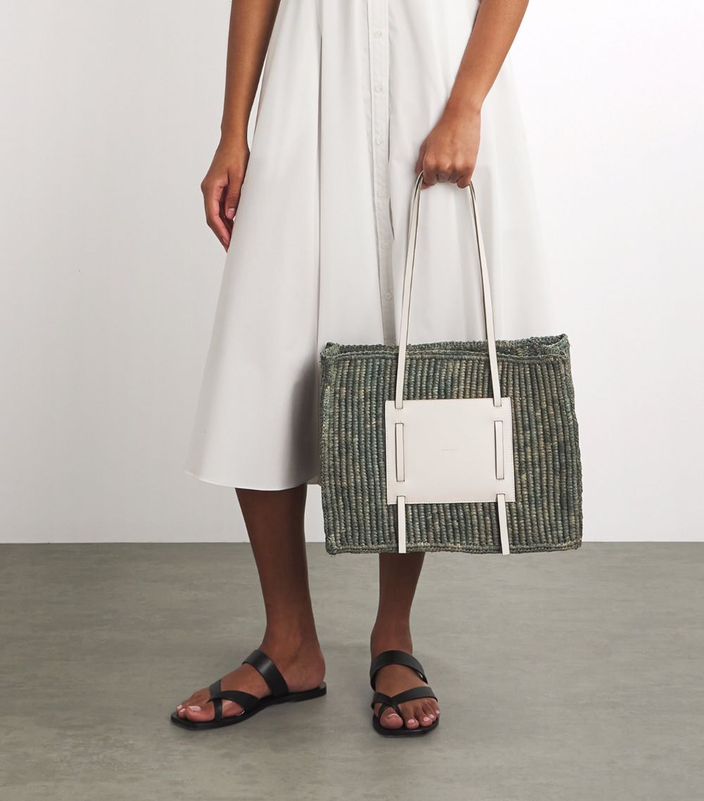 Demellier Demellier Raffia-Leather Capri Tote Bag