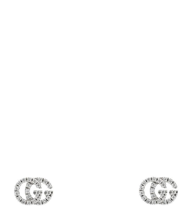 Gucci Gucci White Gold And Diamond Double G Earrings