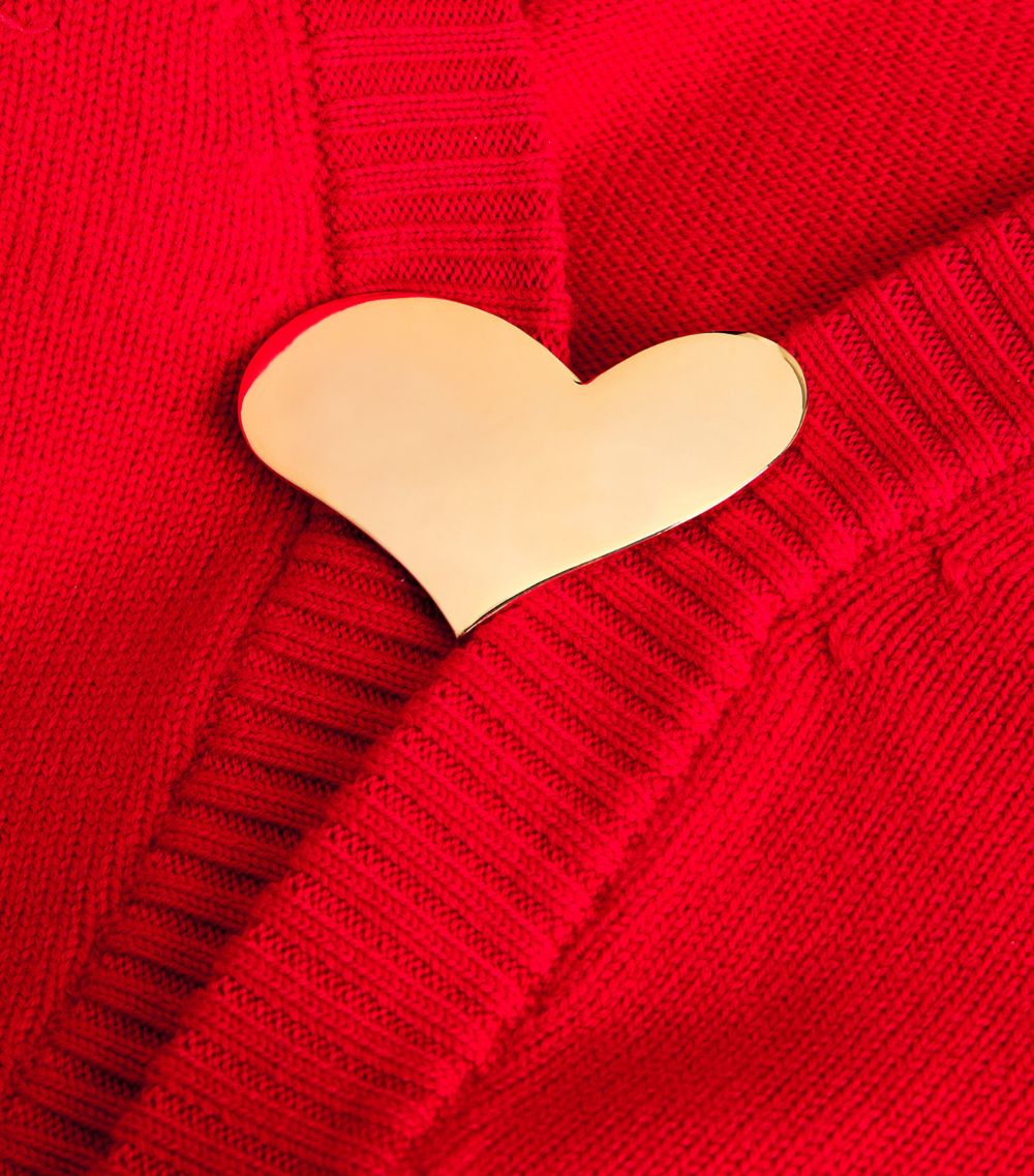 Rowen Rose Rowen Rose Virgin Wool Heart-Detail Cardigan