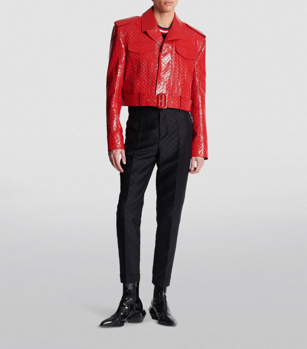 Balmain Balmain Patent Leather Monogram Jacket