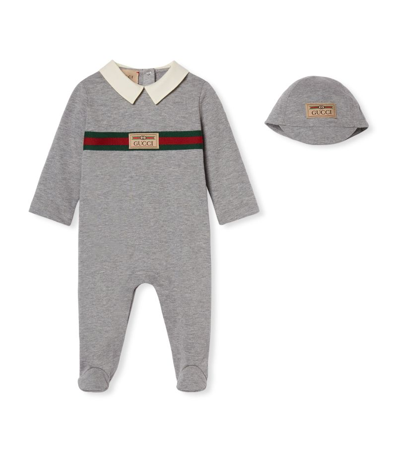 Gucci Gucci Kids Web Stripe All-In-One And Hat Set (0-18 Months)