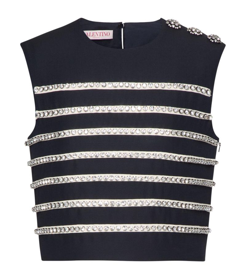 VALENTINO GARAVANI Valentino Garavani Virgin Wool-Silk Embellished Crop Top