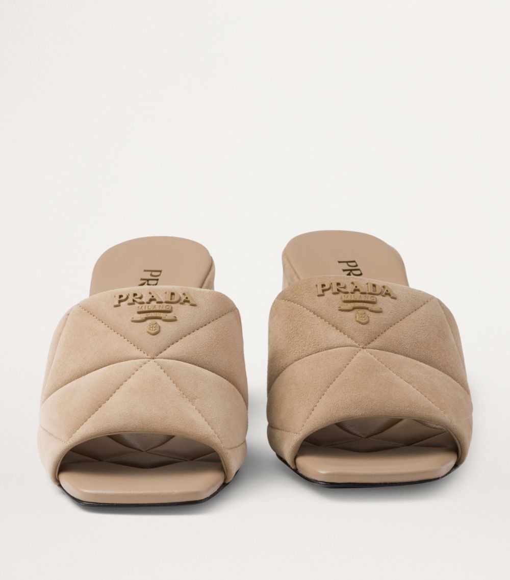 Prada Prada Quilted Suede Heeled Mules 65