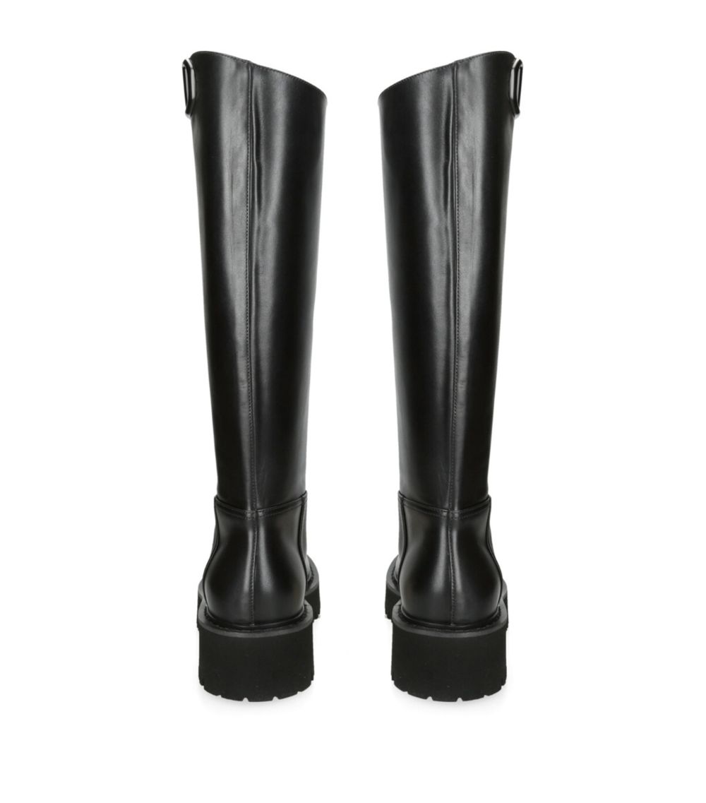 VALENTINO GARAVANI Valentino Garavani Leather Vlogo Lug Knee-High Boots 50