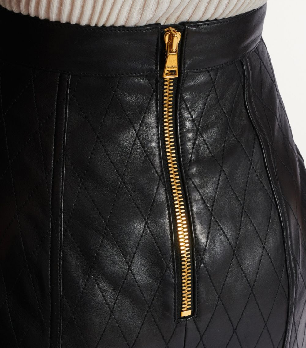 Balmain Balmain Leather Button-Detail Mini Skirt