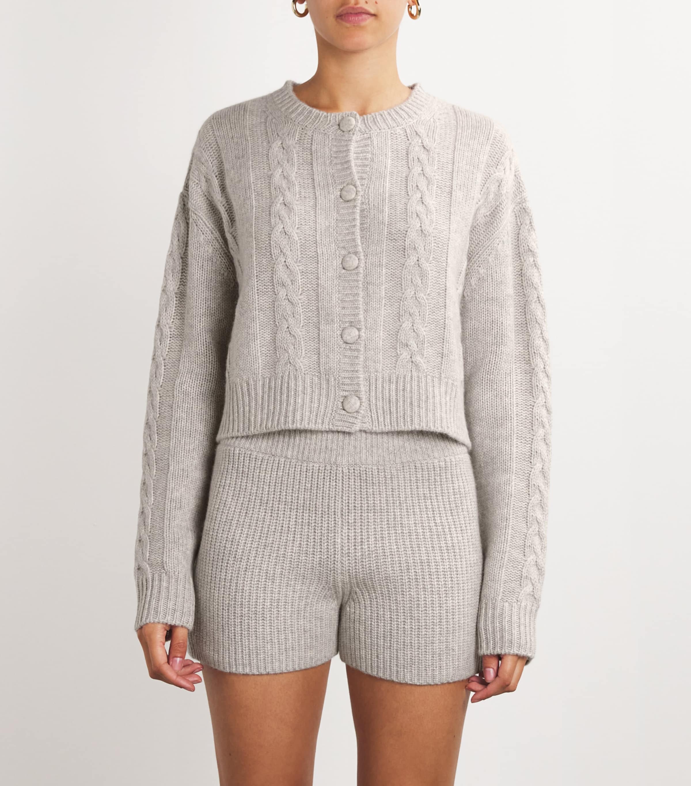  Aexae Cashmere-Wool Cable-Knit Cardigan