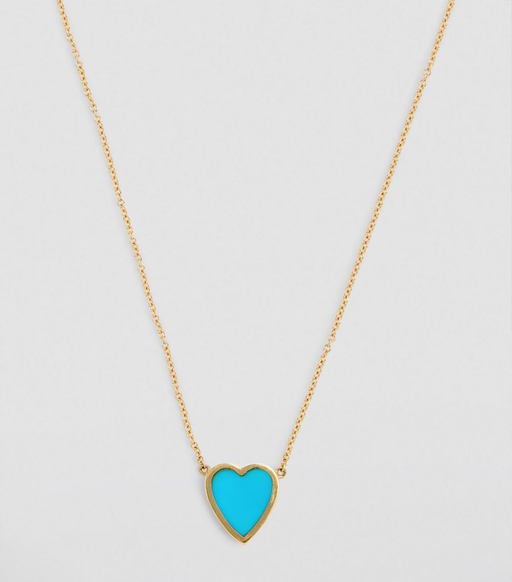 Jennifer Meyer Jennifer Meyer Yellow Gold And Turquoise Mini Heart Necklace