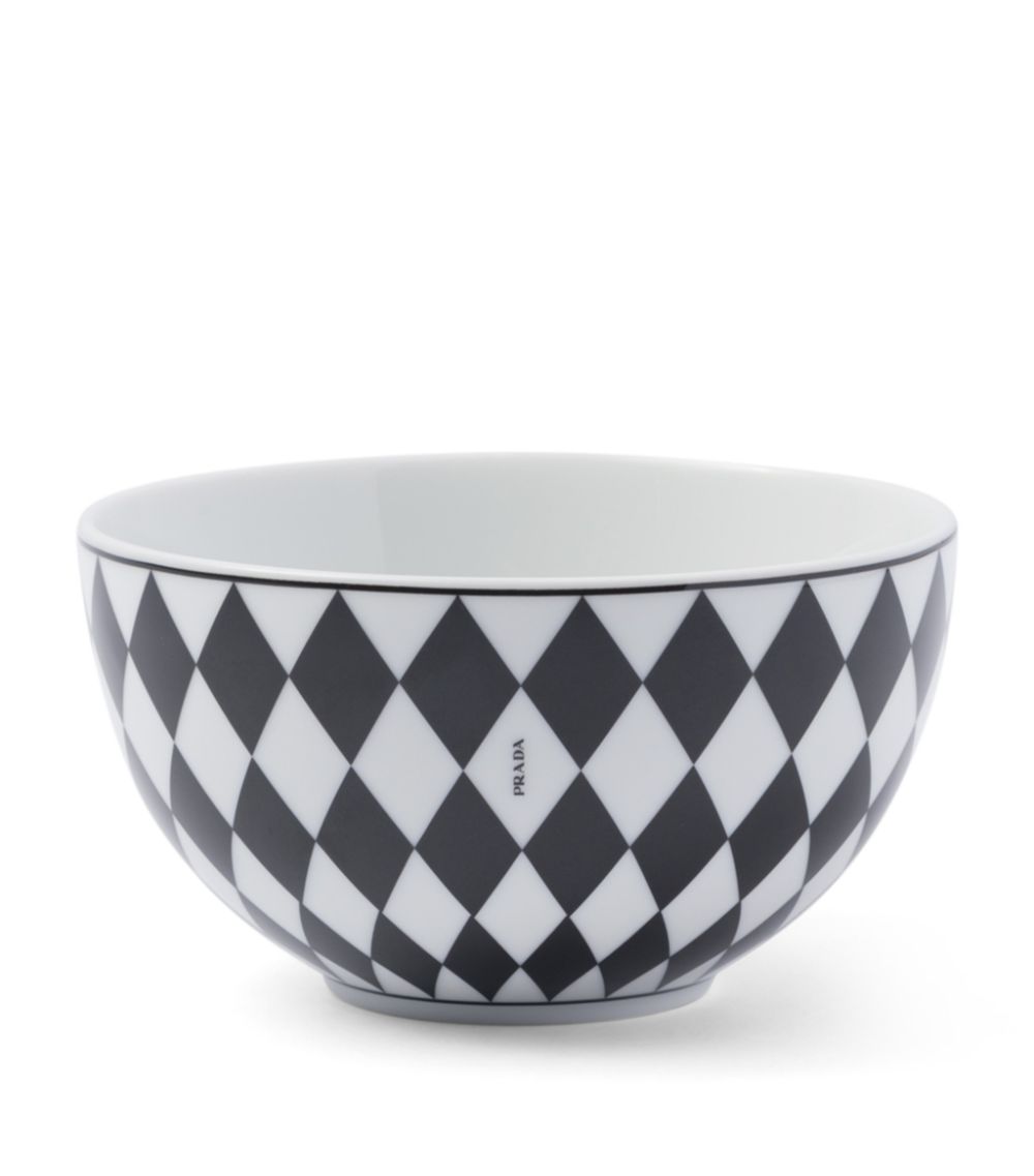 Prada Prada Set Of 2 Porcelain Chequerboard Cereal Bowls (12Cm)