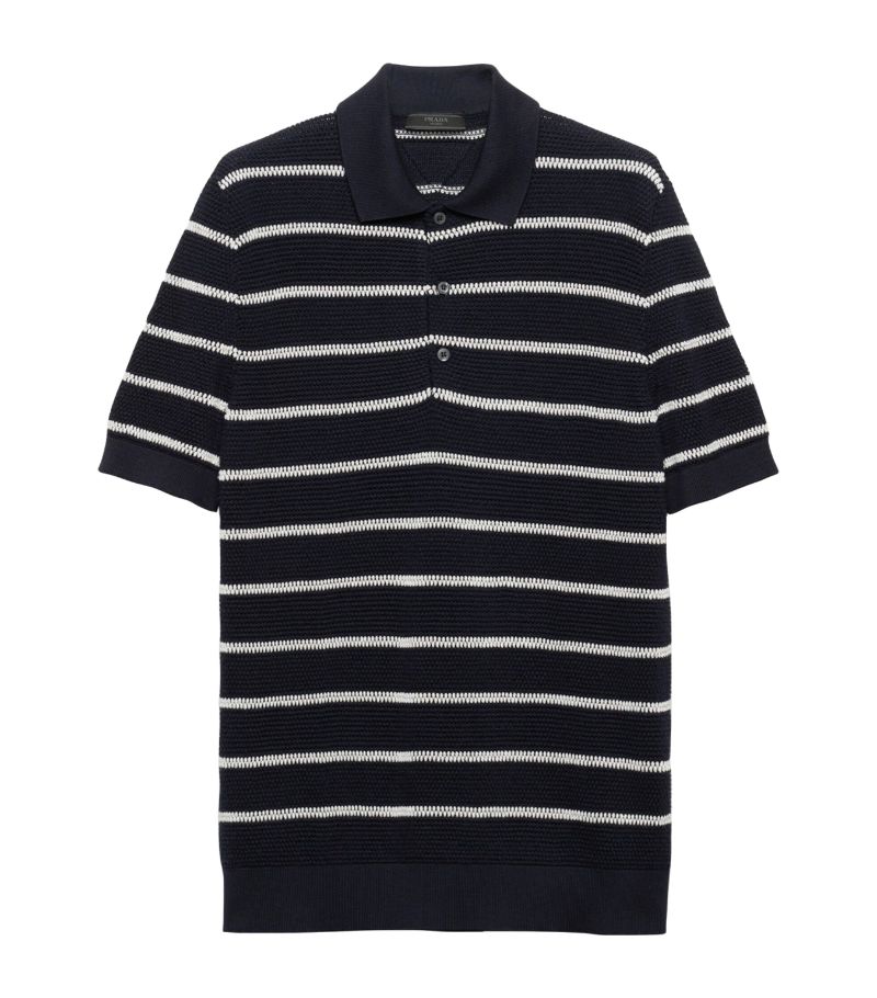 Prada Prada Silk Striped Polo Shirt