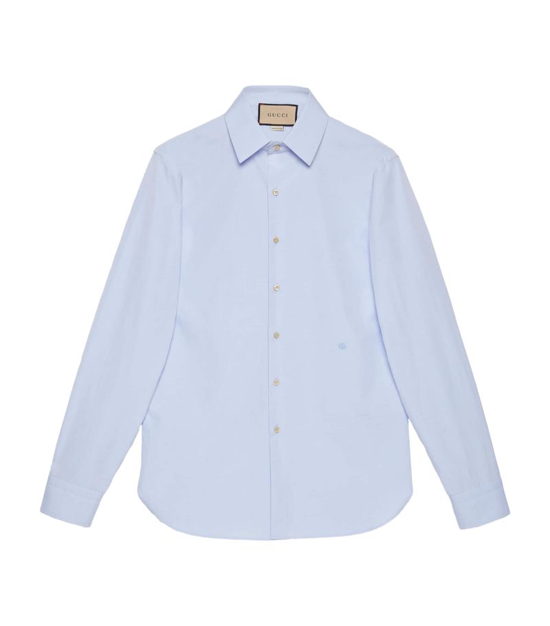 Gucci Gucci Embroidered Cotton Poplin Shirt