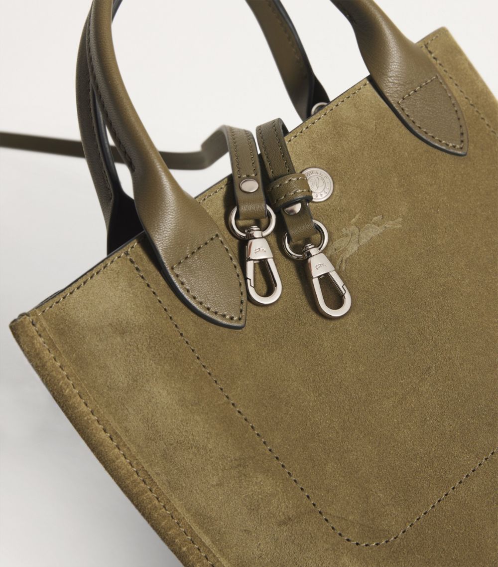  Longchamp Mini Suede Cabas Tote Bag