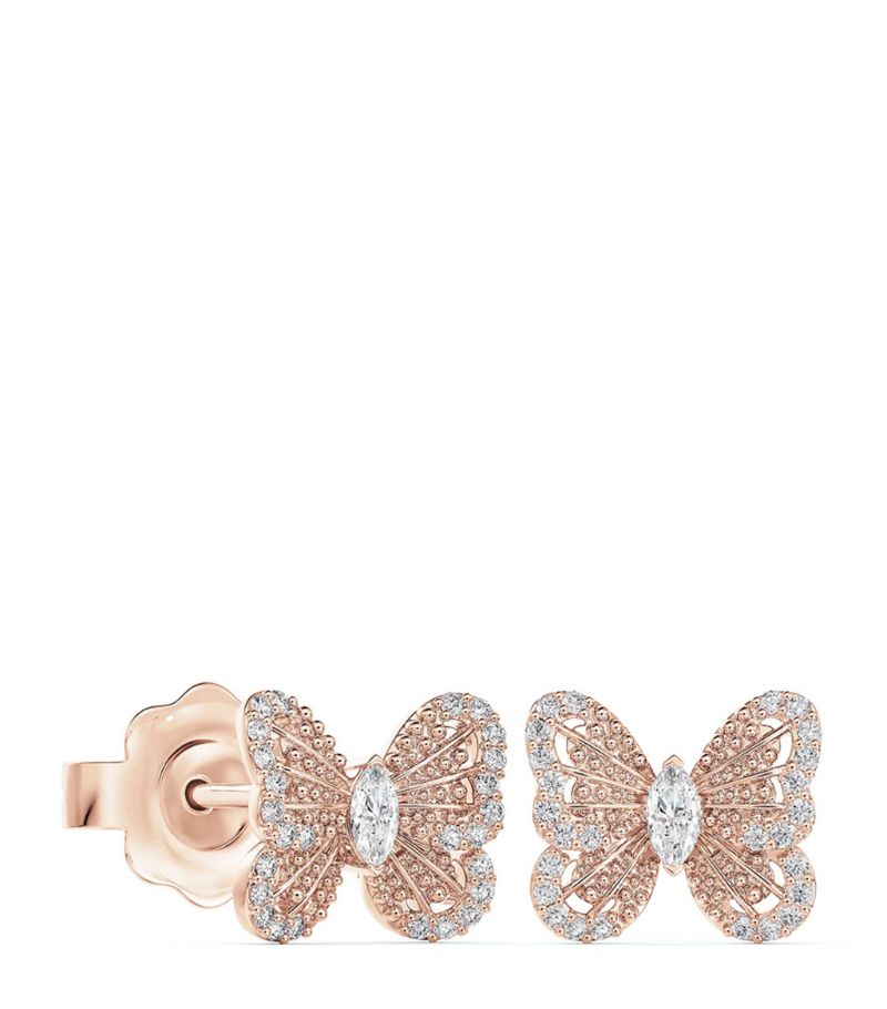 De Beers Jewellers De Beers Jewellers Rose Gold And Diamond Portraits Of Nature Butterfly Stud Earrings