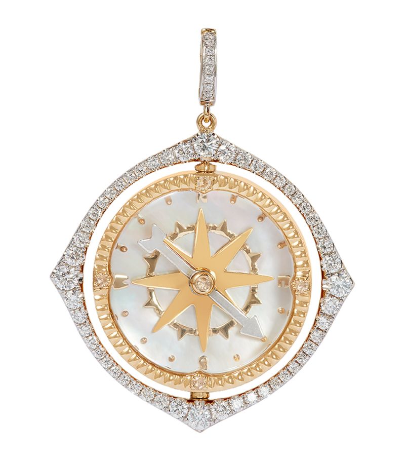 Annoushka Annoushka Yellow Gold And Diamond Mythology Spinning Compass Pendant