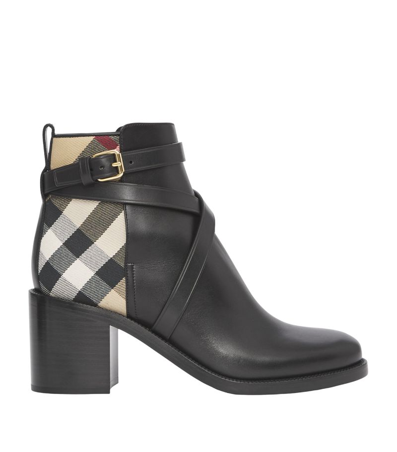 Burberry Burberry Leather Check Pryle Ankle Boots 70