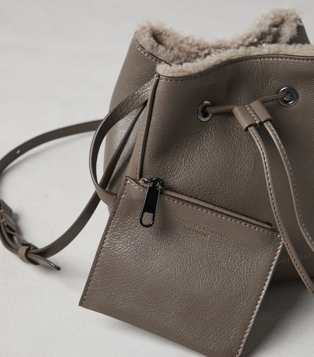 Brunello Cucinelli Brunello Cucinelli Leather Monili-Detail Bucket Bag