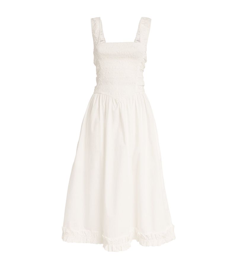 Ganni Ganni Cotton Ruched-Bodice Dress