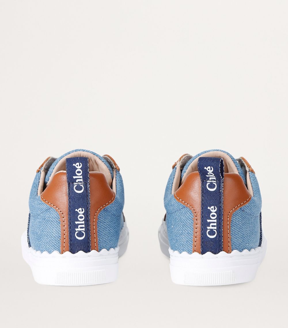 Chloé Kids Chloé Kids Denim-Leather Logo Sneakers