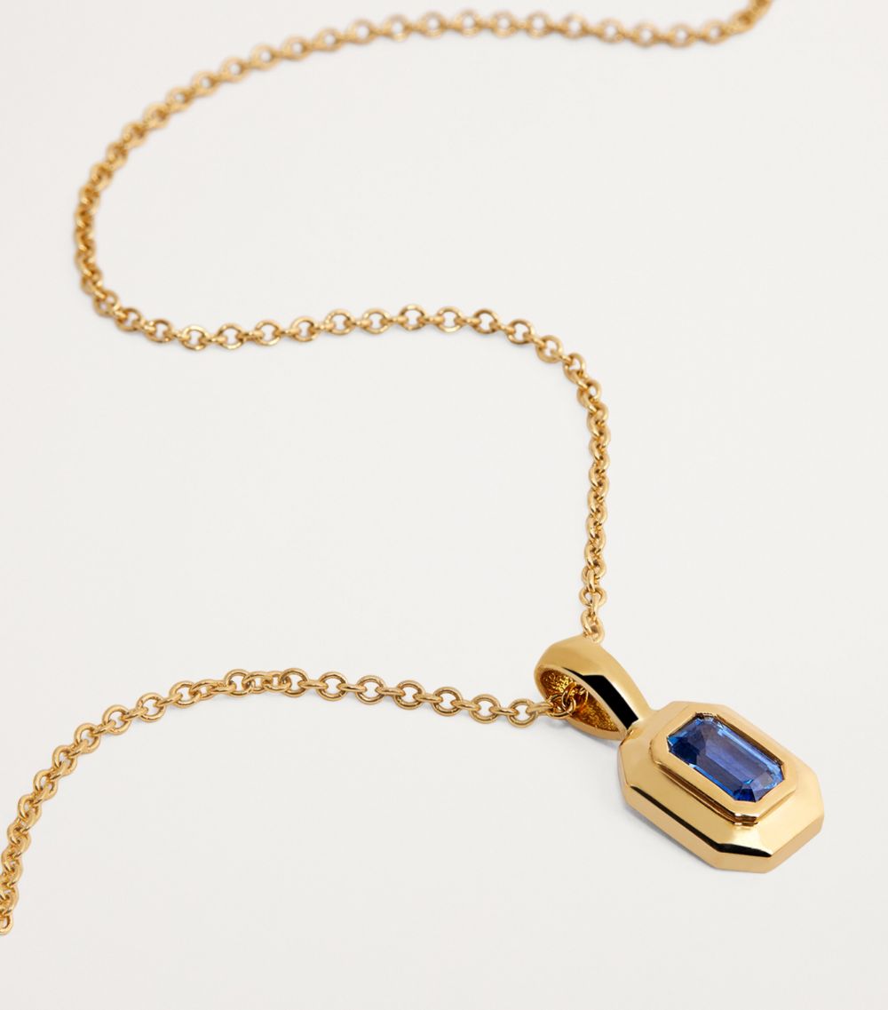 Azlee Azlee Yellow Gold And Blue Sapphire Staircase Necklace