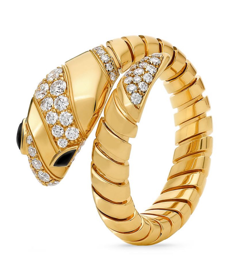 Bvlgari Bvlgari Yellow Gold And Diamond Serpenti Ring