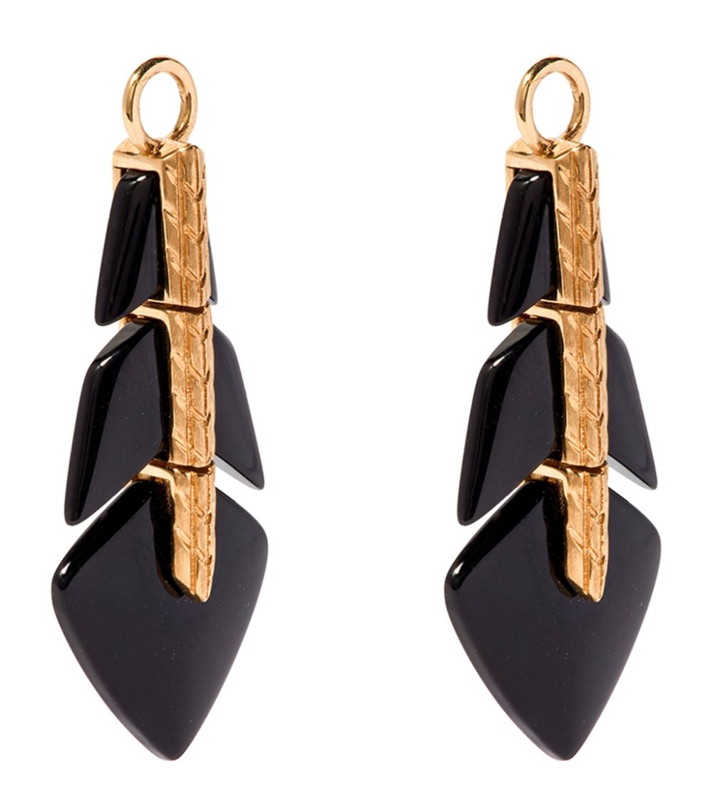 Annoushka Annoushka Yellow Gold And Black Onyx Flight Feather Earring Drops