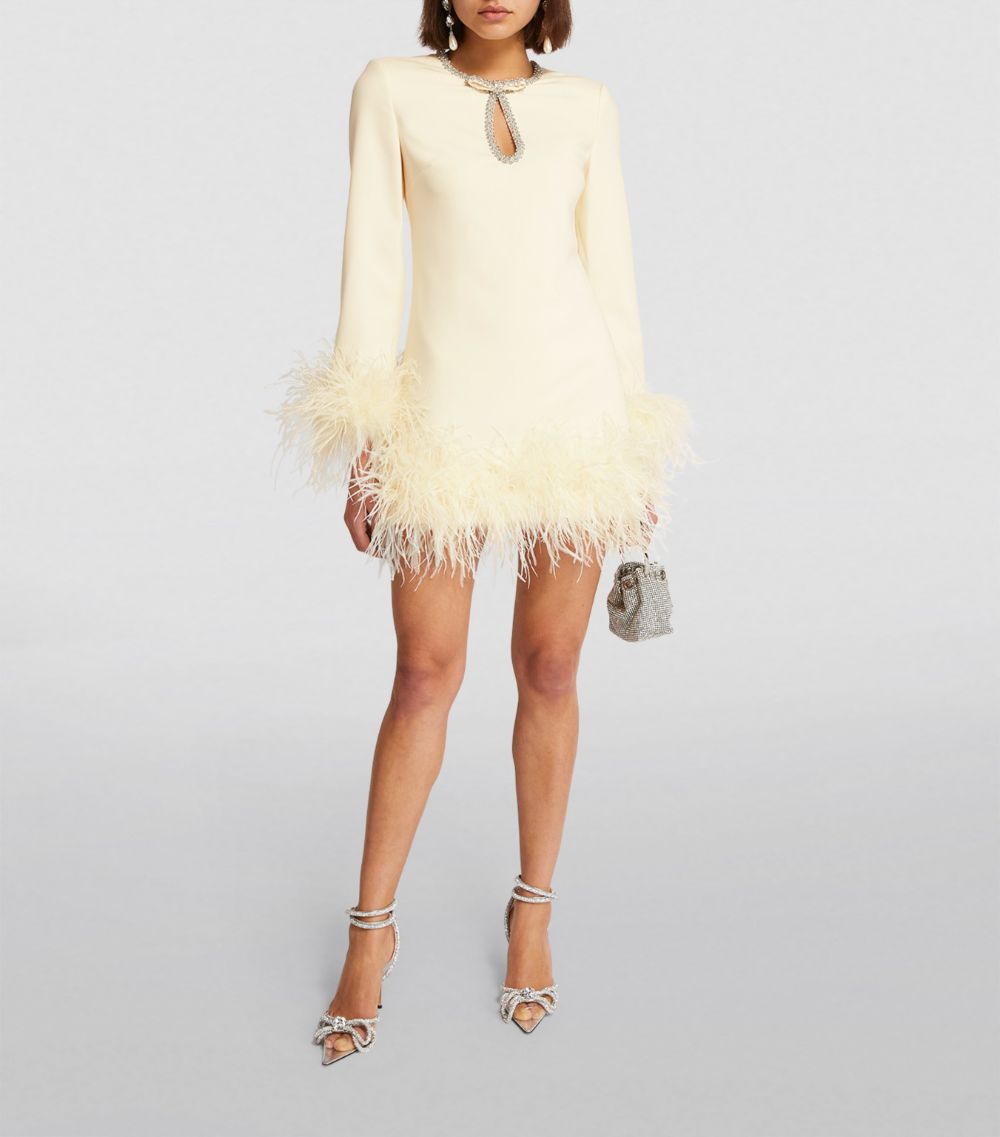 Self-Portrait Self-Portrait Crepe Feather-Trim Mini Dress