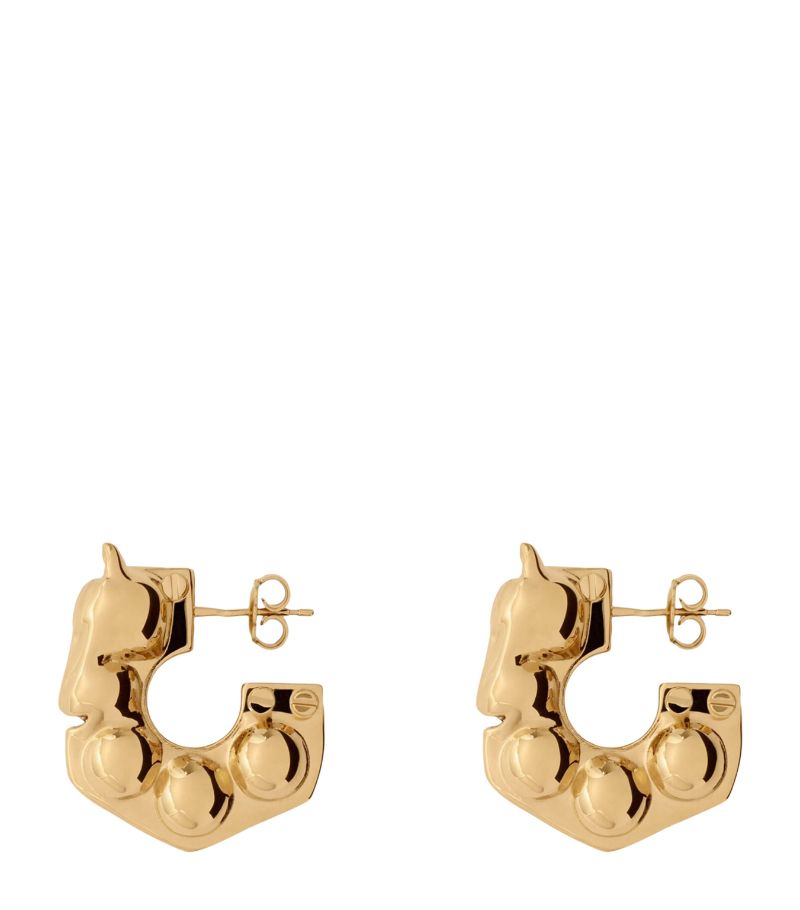 Burberry Burberry Gold-Plated Pavé Horse Hoop Earrings