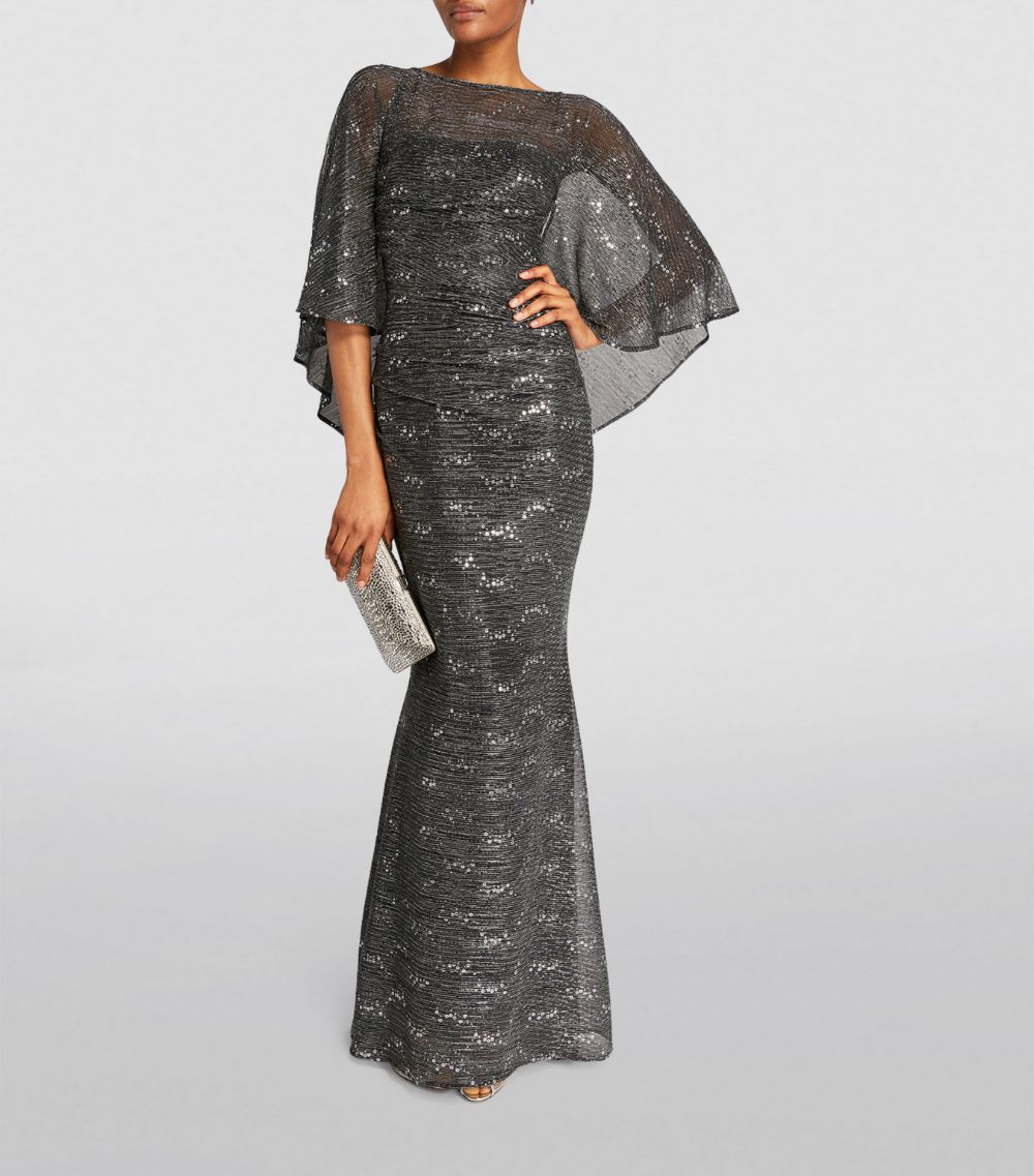 Talbot Runhof Talbot Runhof Metallic Cape Maxi Dress