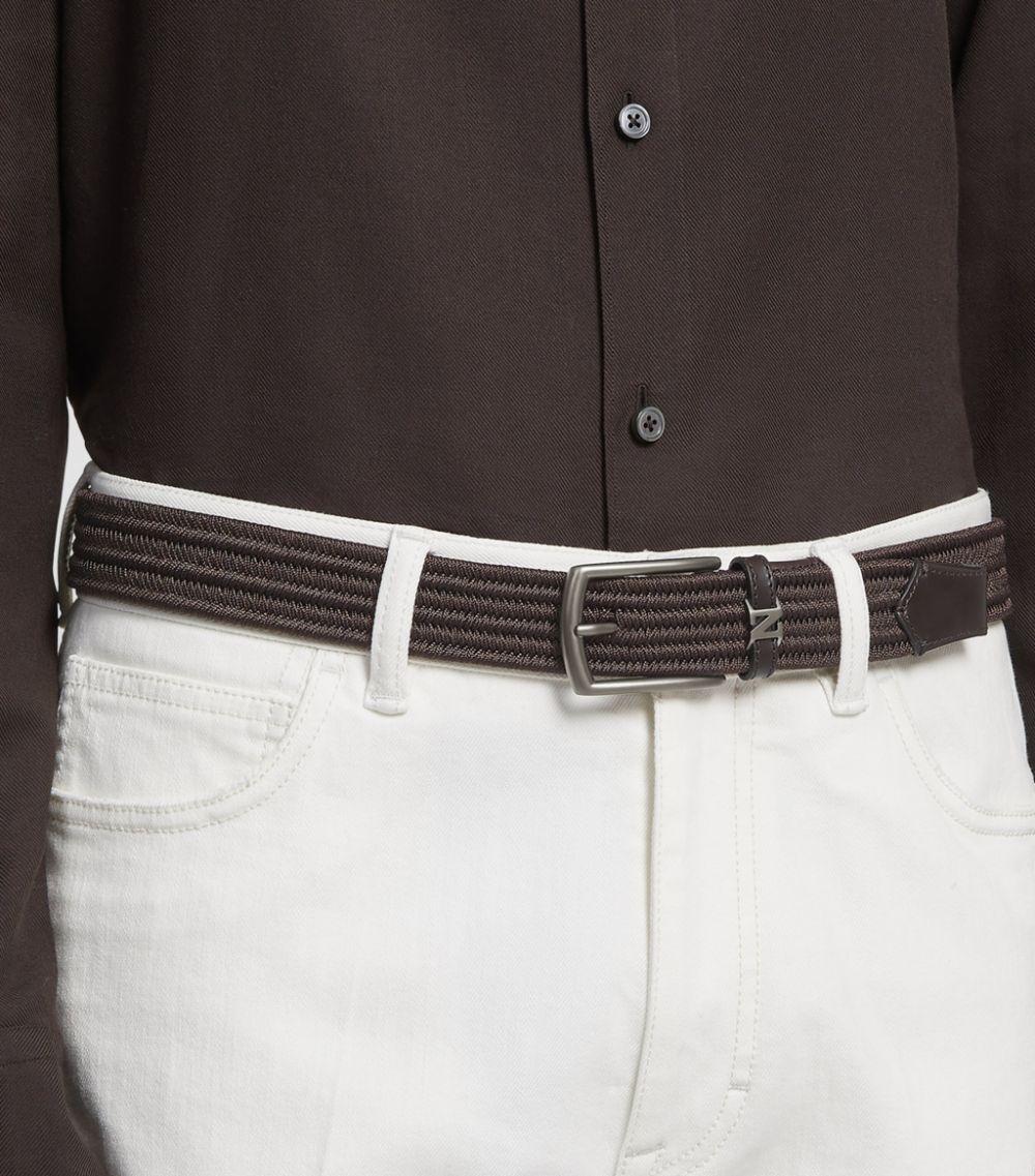 zegna Zegna Leather Woven Belt