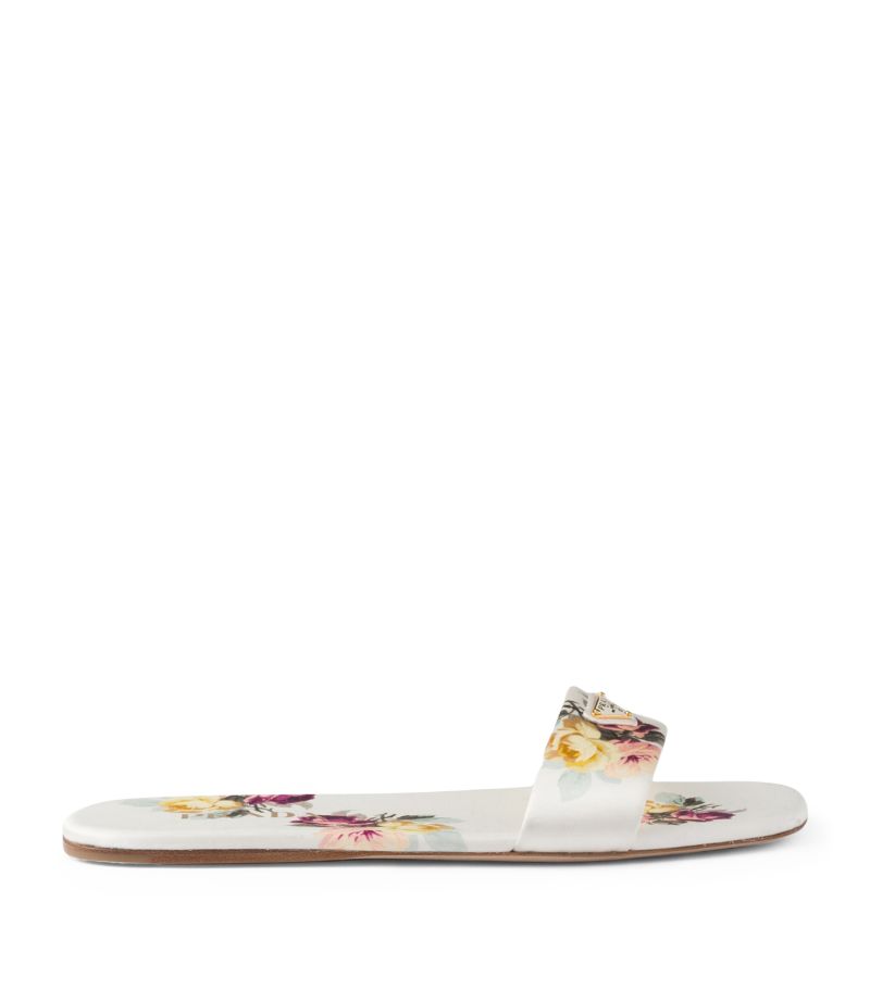 Prada Prada Satin Floral Print Slides