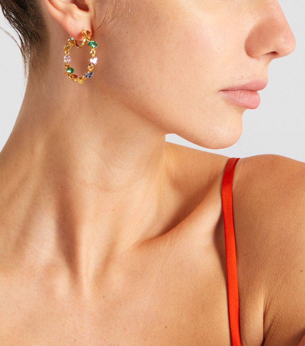 Nadine Aysoy Nadine Aysoy Yellow Gold And Multicoloured Gemstone Catena Rainbow Earrings