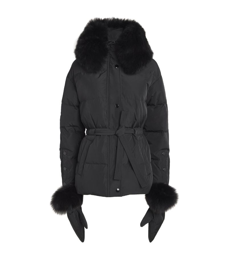 Yves Salomon Yves Salomon Fur-Trim Down Puffer Jacket With Mittens