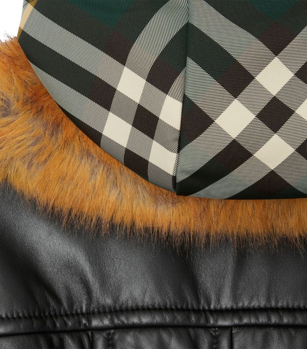 Burberry Burberry X Harrods Exclusive Leather And Faux Fur-Collar Coat