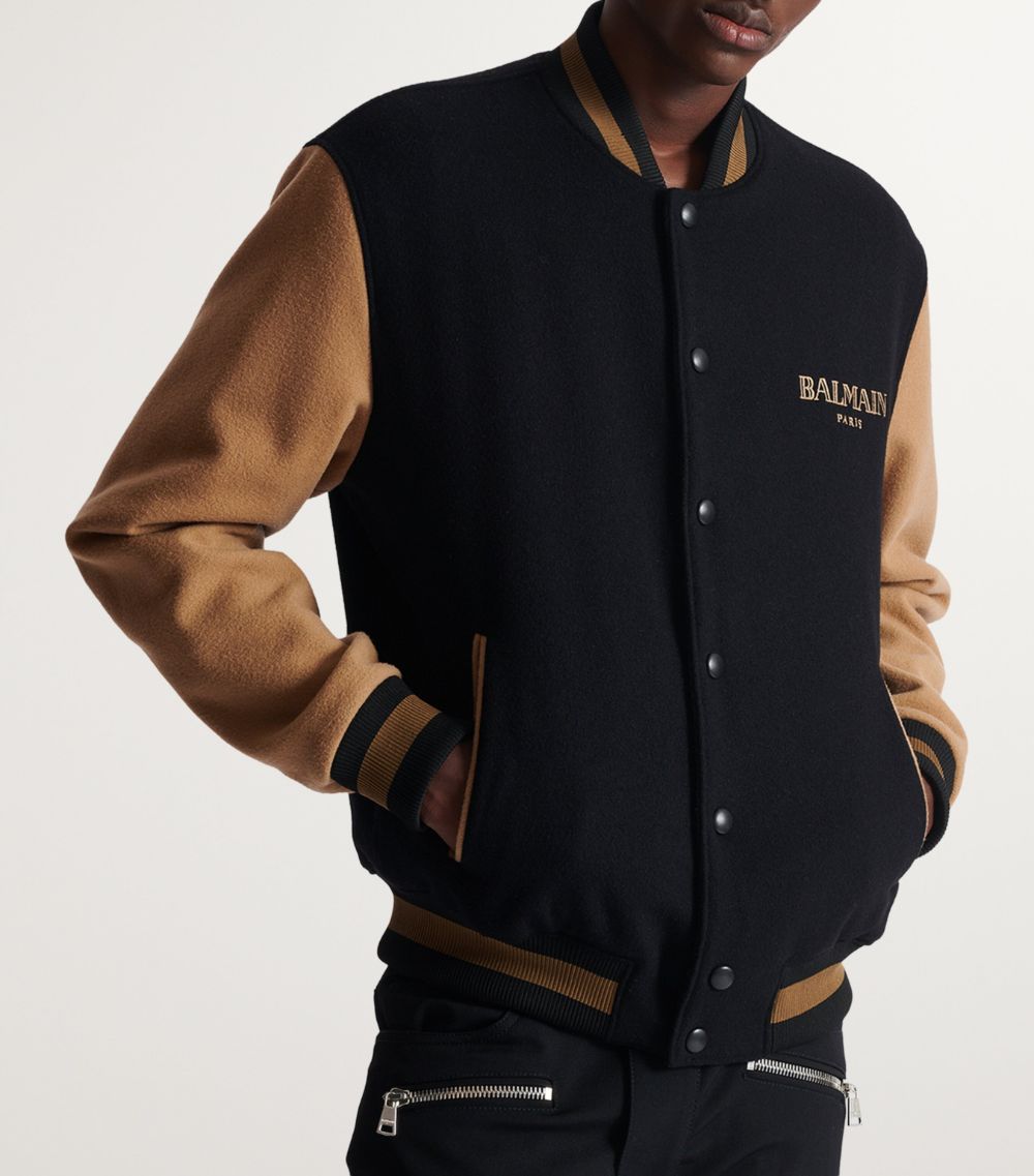 Balmain Balmain Wool-Cashmere Varsity Jacket