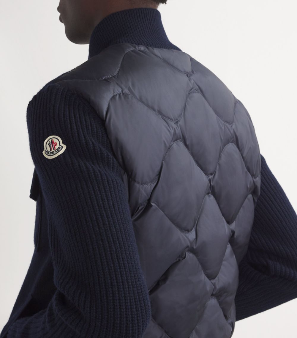 Moncler Moncler Wool-Cashmere Puffer-Detail Jacket