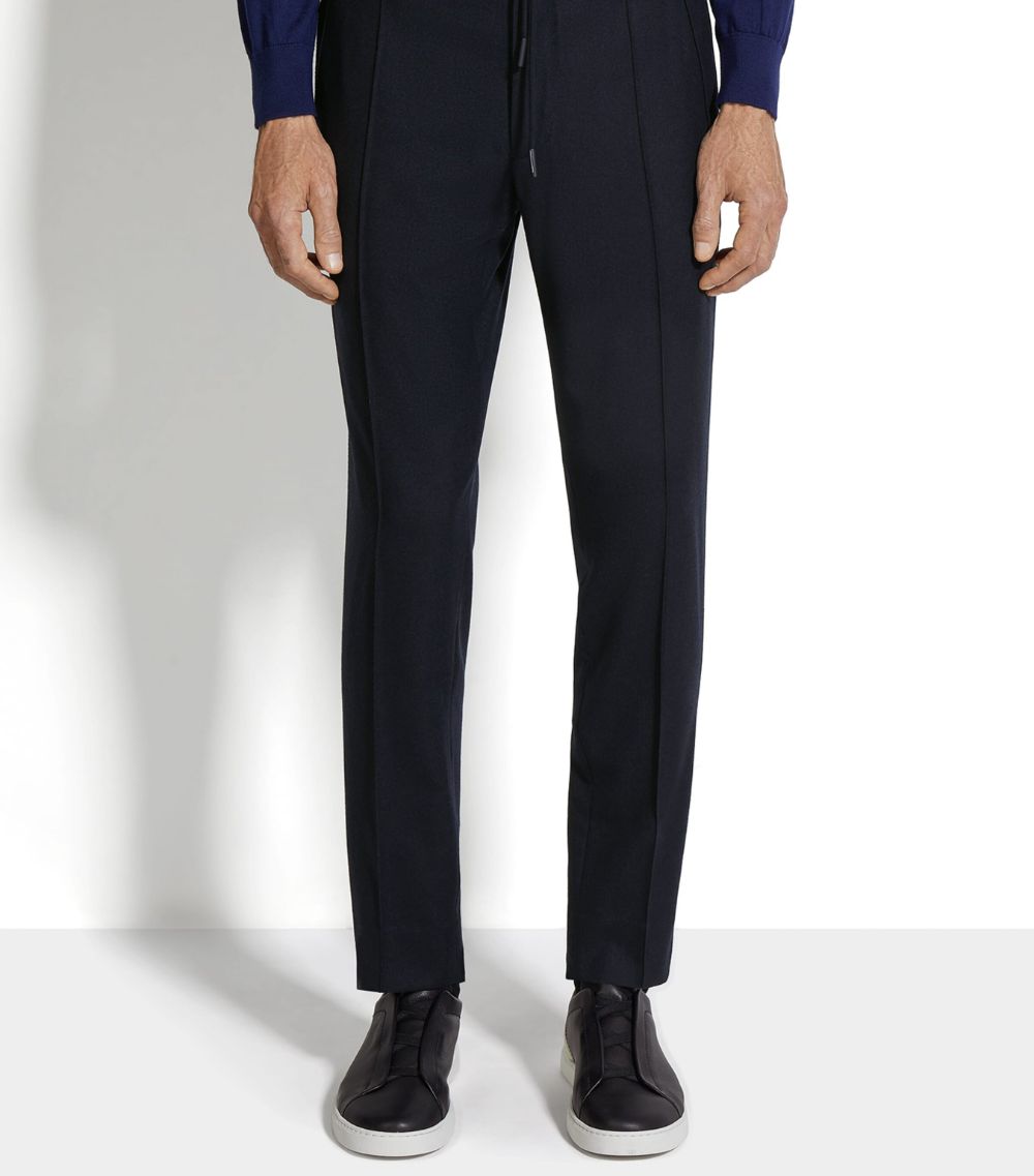 zegna Zegna Wool-Silk-Cashmere Drawstring Trousers