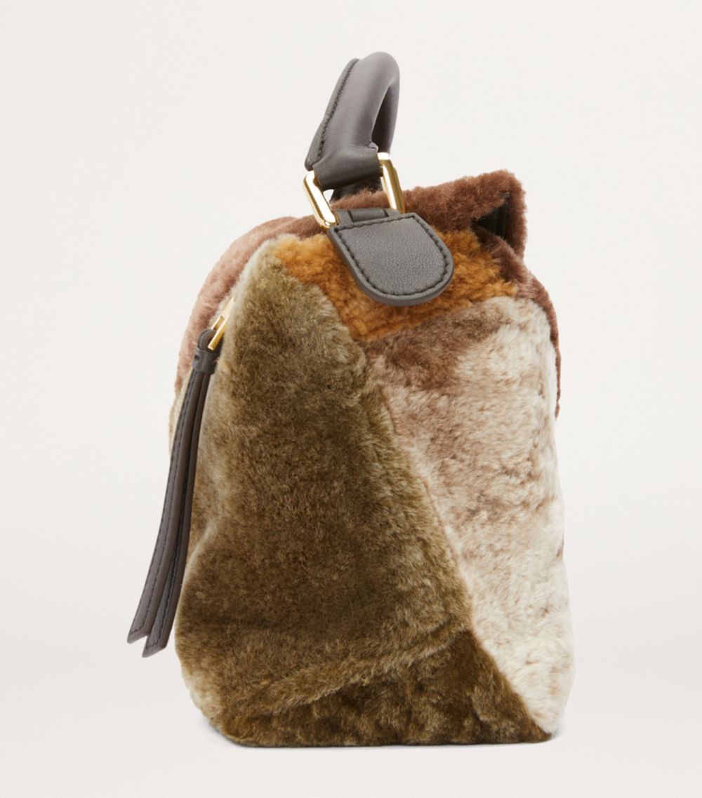 Loewe Loewe Small Shearling Puzzle Edge Top-Handle Bag