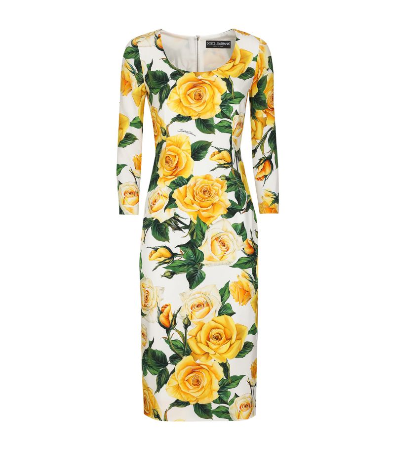 Dolce & Gabbana Dolce & Gabbana Rose Print Midi Dress