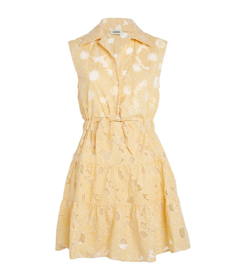  Sandro Floral-Embroidered Mini Dress