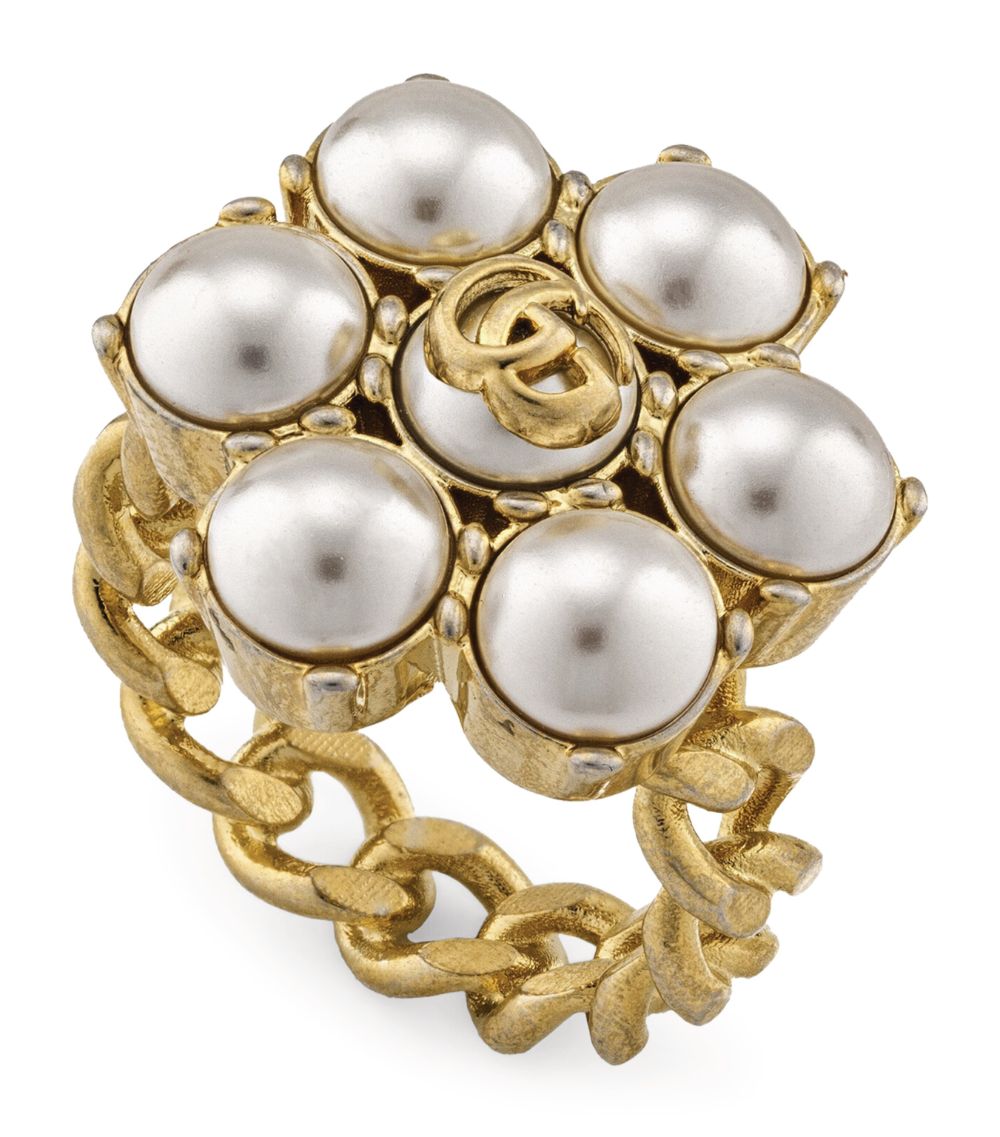 Gucci Gucci Double G Ring with Pearls