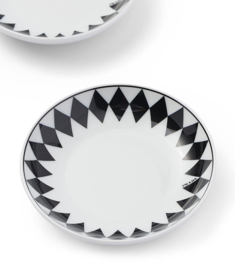 Prada Prada Set Of 2 Porcelain Chequerboard Sauce Bowls (11Cm)