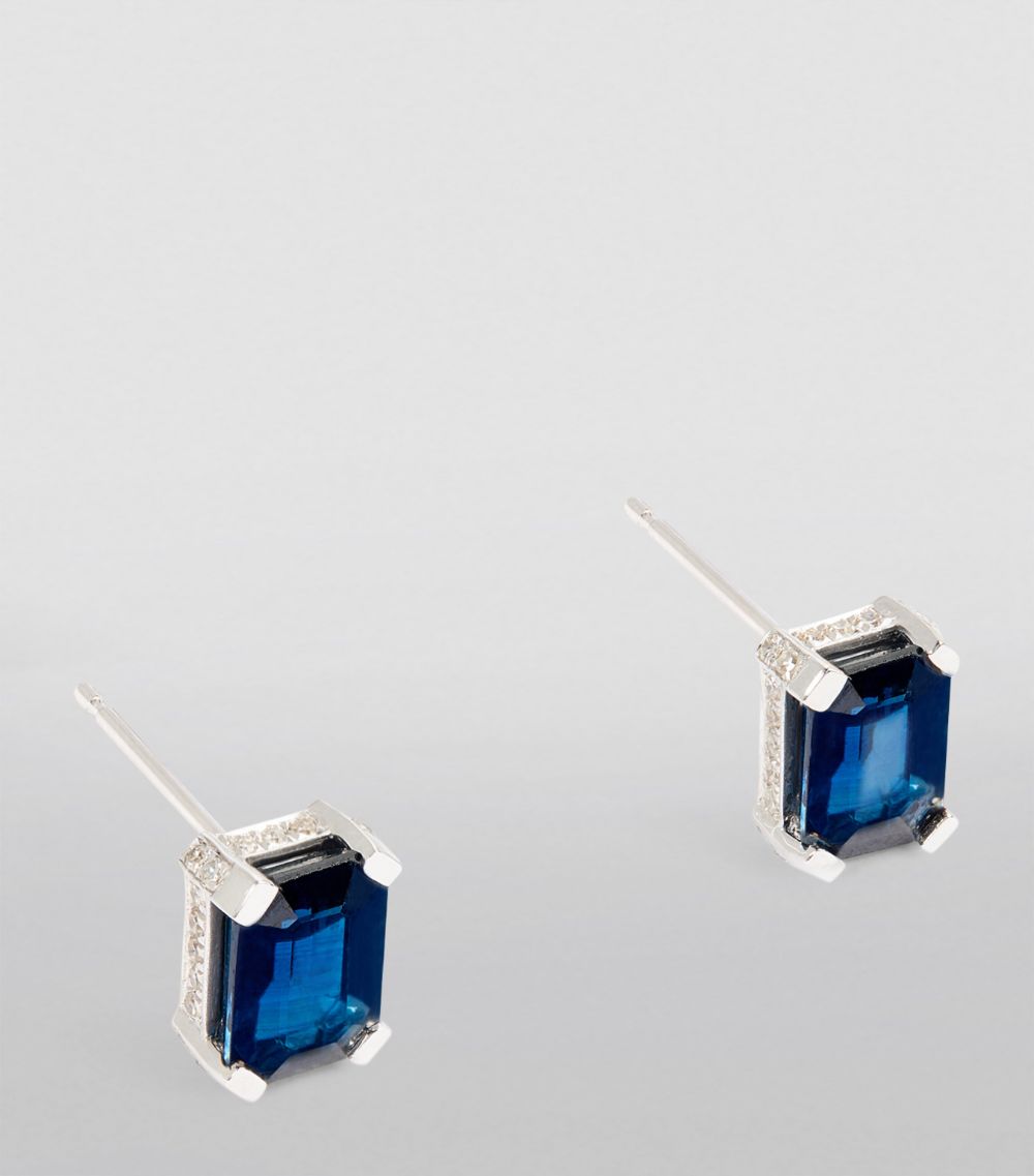 Shay Shay White Gold And Sapphire Stud Earrings