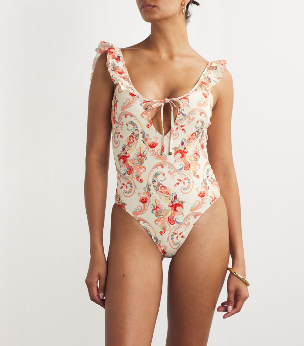 Etro Etro Frilled-Neck Paisley Print Swimsuit