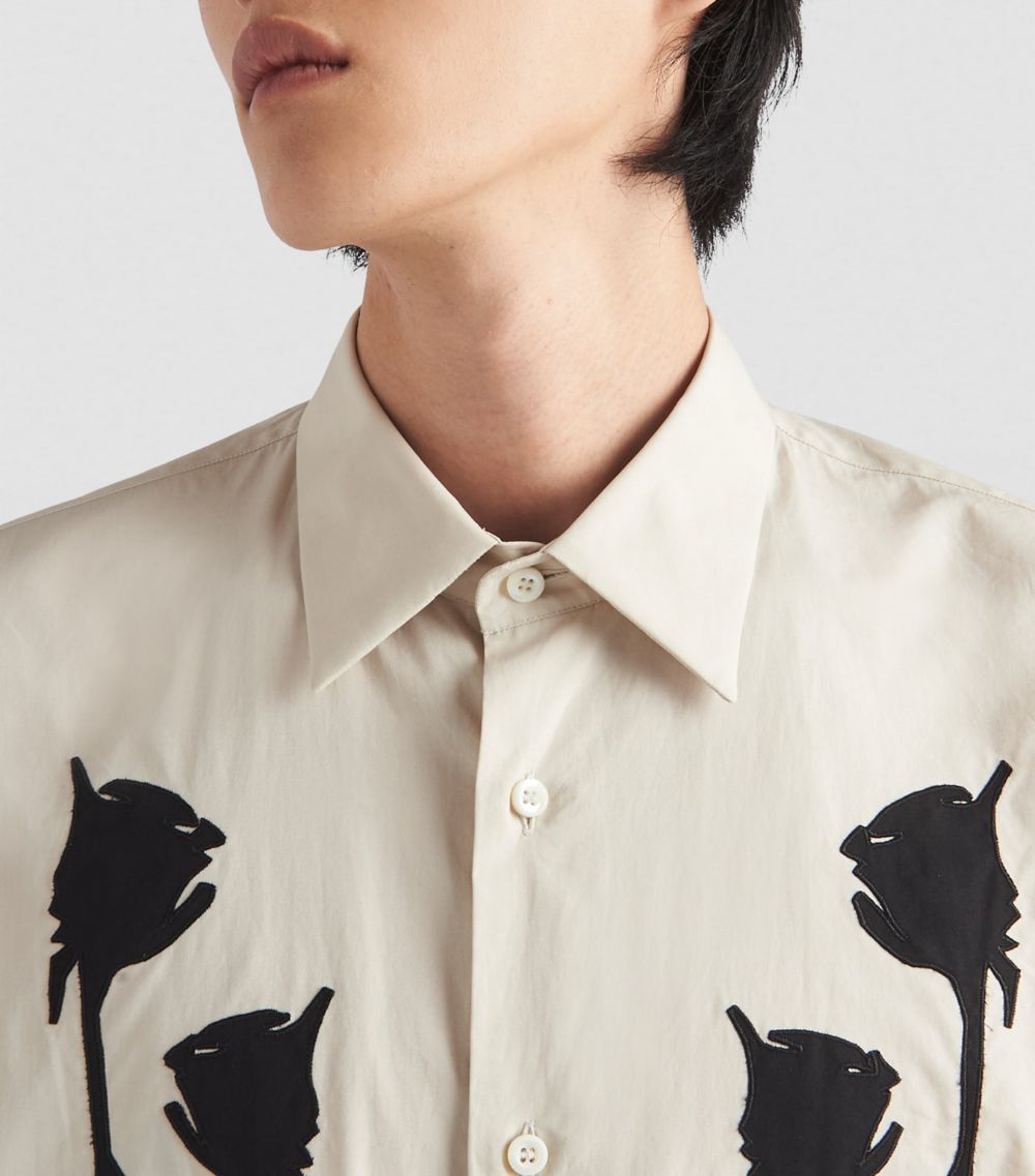 Prada Prada Cotton Floral-Appliqué Shirt