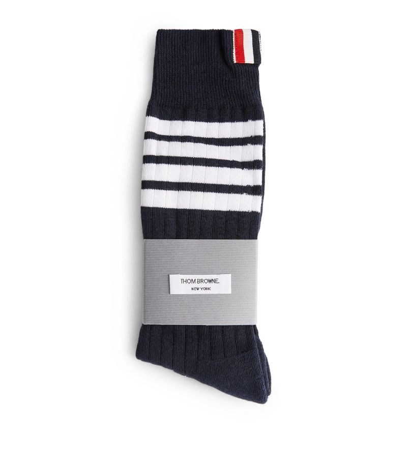 Thom Browne Thom Browne Ribbed Athletic 4-Bar Mid-Calf Socks