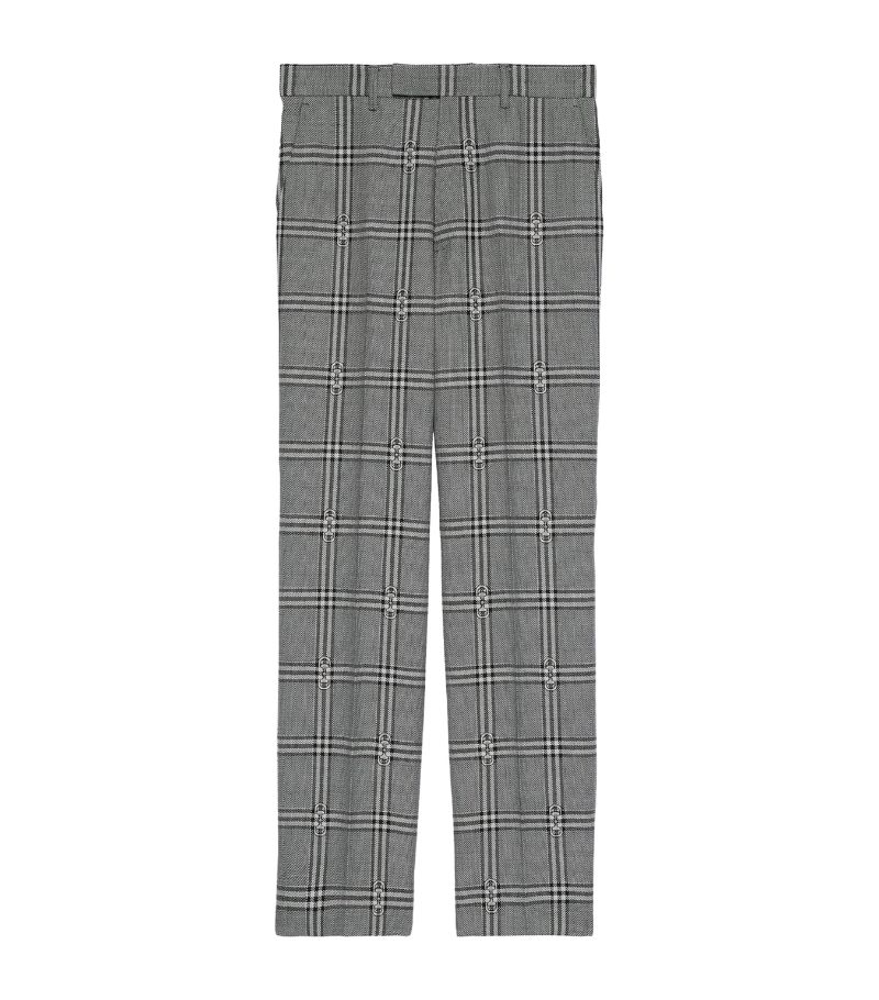 Gucci Gucci Wool Horsebit Check Tailored Trousers